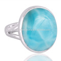 Indian Gemstone Jewelry Natural Larimar Gemstone Beautiful Design 925 Silver Ring Jewelry